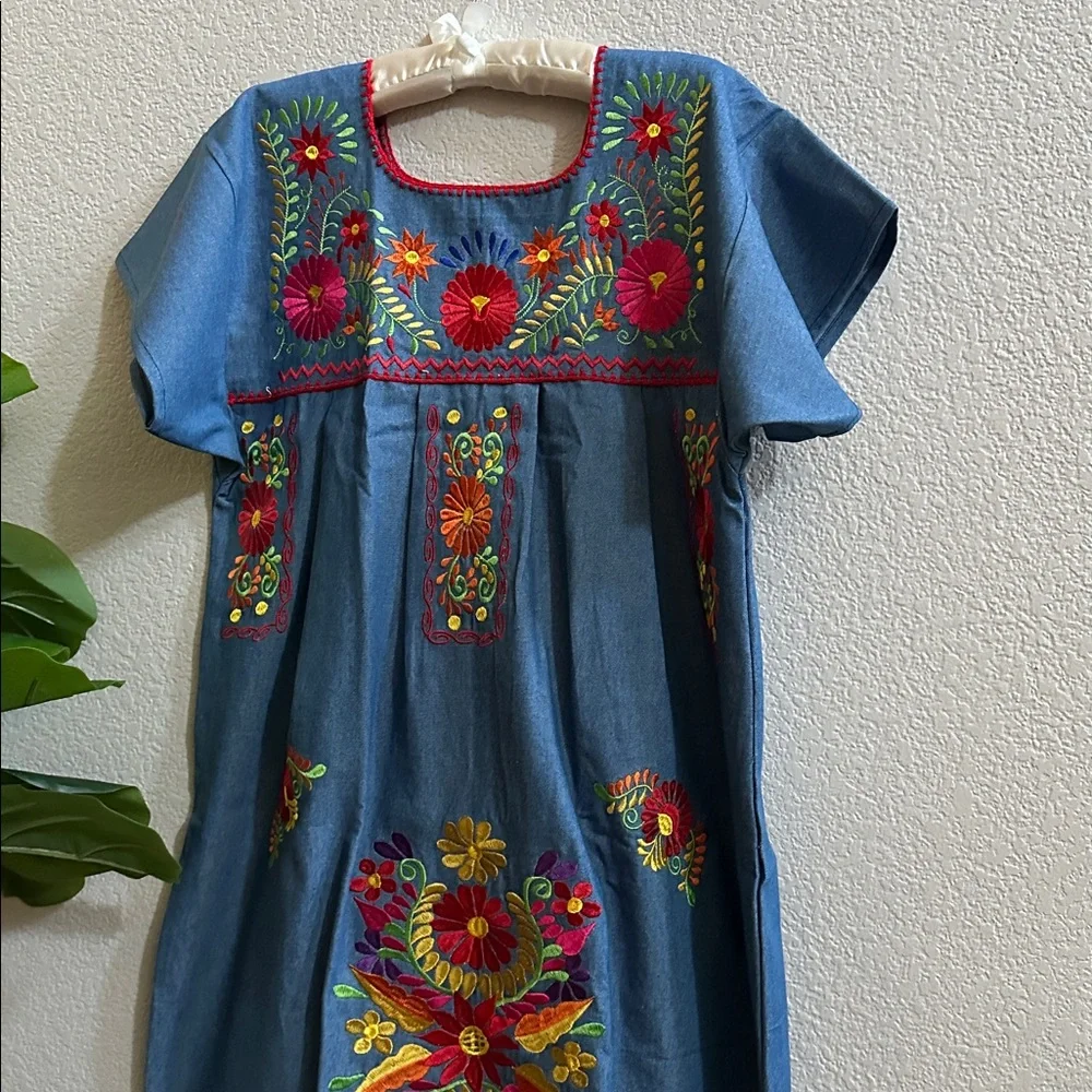 DENIM Long Mexican dresses embroidered - Picture 6 of 6